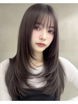 オンク 新宿(onk) 黒髪/グレーベージュ/レイヤーロング/前髪パーマ[新宿駅]