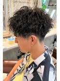ツイストスパイラルパーマ/アップバングショート/ツーブロック