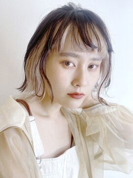 アイティーバイアルバム 八王子店(IT by ALBUM) 2トーンボブ_かきあげロングマロンベージュAラインボブ_28225