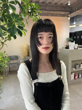 フラッグ ヘアー 天神西通り店(Flag HAIR) 姫カット☆レイヤー☆ダークグレージュ☆ぱっつん前髪