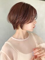 ハンサムショートイメチェンチェリーレッド大人ショートボブ時