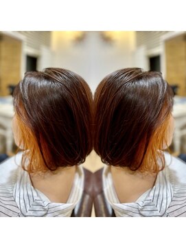 リッチ 横須賀中央店(Rich) イヤリング×オレンジベージュ×ボブ【横須賀中央】