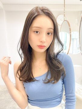 レア 表参道(L'ea) くびれヘアアプリコットオレンジ夏ヘアハイライトカラー