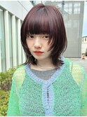 顔まわりレイヤー ぶどうカラー レイヤーカット