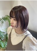 顔周りウルフにピンクレッド