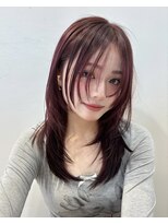 ロンドアンメゾン 原宿(Lond un Maison.)&nbsp;顔周りウルフざくざくミディアムレイヤーワインレッドボルドー