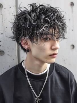 エイチ(H) xメンズバレイヤージュ/ブルーブラック/韓国マッシュ