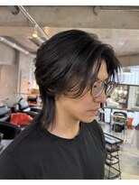 モモ(momo)&nbsp;メンズウルフダウンパーマシースルーマッシュメンズハイトーン