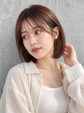 ラルジュヘアイコール(Large hair equal =) 外ハネボブ×シースルーバング×ショコラ