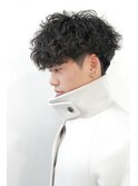 波巻きマッシュパーマアッシュブラックツーブロック0203