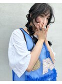 編み下ろしヘアアレンジツインテールヘアセット成人式ヘア