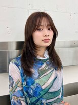 ノク 渋谷(nok)&nbsp;韓国オリーブカラーオリーブベージュ顔まわりレイヤー前髪パーマ