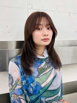 ノク 渋谷(nok) 韓国オリーブカラーオリーブベージュ顔まわりレイヤー前髪パーマ