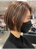 表参道大人ショートボブ顔周りレイヤーカットくびれショート40代