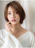 かきあげバングカーキベージュひし形ショートボブY上尾20代30代