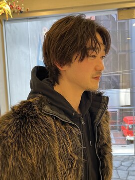 ナチュラルウェーブルーズショート メンズミディアムショート