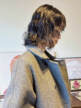 ヘアーアイストゥーレ(HAIR ICI TRE) ボブパーマレイヤーカットウォームブラウンプードルパーマ