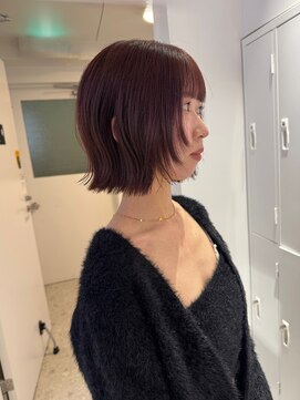 アイコン 博多(ICON.) ピンクブラウン/切りっぱなしボブ/顔周りレイヤー