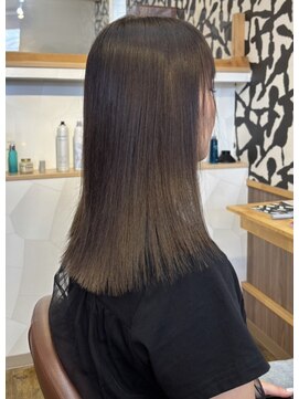 桃の木 ヘアー(桃の木 hair) 髪質補正ストリートメント×シングルカラー　アッシュブラウン