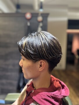 エクファフォーメン(EX-FA FOR MEN) ベリーショート/ダークアッシュ/ニュアンスパーマ/韓国マッシュ