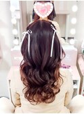 ツインねじりハーフアップ