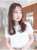 韓国風レイヤーカット髪質改善ダブルカラーミルクティーベージュ