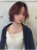 ハイトーンカラー外国人風ボブ切りっぱなし外ハネナチュラルボブ