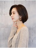 30代40代/ひし形グラデーションショートボブ/くすみベージュ