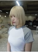 アプリコットオレンジ/くびれヘア/ウェーブショート［新潟］