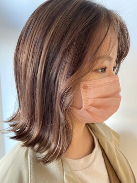 ヘアデザイン ファブロ(hair design FABRO.) - 切りっぱなしボブ × フレミング × ハイライト -