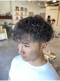 波巻きパーマ×メッシュ