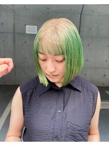 レコ 渋谷(LECO)&nbsp;ベージュとグリーンのルーツカラーのマチルダボブ