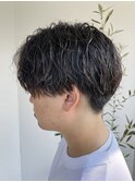 縦落ちツイストパーマ前下がりマッシュツイストスパイラルパーマ