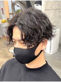 センターパート波巻きパーマシャドウパーマフェザーパーマ