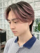 サンクマーケット 渋谷(cinq MARKET) 渋谷メンズブリーチカラーコーラルピンクベージュセンターパート