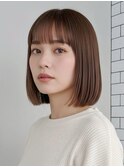 肩上ボブ＋柔らか寒色ブラウン