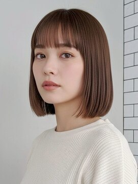 肩上ボブ＋柔らか寒色ブラウン