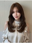 フェミニン レイヤーカット 2wayバング シースルーバング