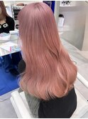 渋谷ブリーチカラーハイトーンピンクベージュレイヤーカット韓国