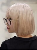 ダブルカラーショートボブインナーカラーハイライトケアブリーチ