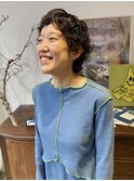 30代40代ミディアムウルフ前髪パーマくびれひし形抜け感吉澤