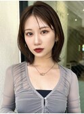 くびれbob前髪ピンクベージュインナーグレージュマチルダボブ