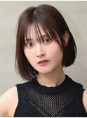 20代30代ミニボブココアブラウン小顔美肌ストレート丸み