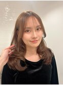 ◎韓国ヘアー顔周りレイヤーおくれ毛ミディアム前髪新潟長岡宮関
