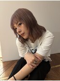 【ベージュ】ブリーチ/前髪カット／ピンクベージュ