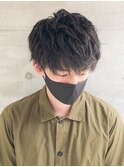 ★爽やかメンズ☆無造作ツーブロックマッシュナチュラル黒髪