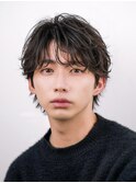 シャドウパーマ波巻きパーマツーブロックセンターパート