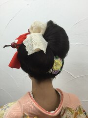 成人式ヘアセット　古典アレンジ風