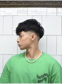 七三オールバックツイストパーマかき上げヘアコンマヘアa2
