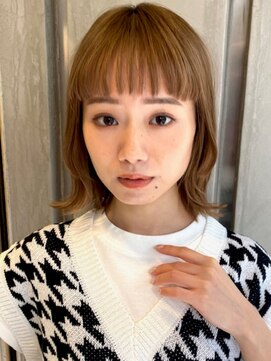 プール(POOL) 【本山貴志】透け感ベージュダブルカラー外はねボブ